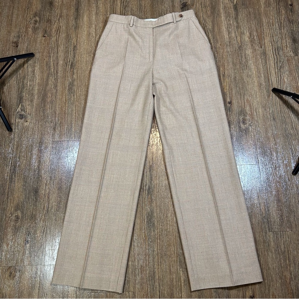 MaxMara Women’s Neutral Multi Plaid Wool blend Dress Pants Sz. 8 - Picture 3 of 4